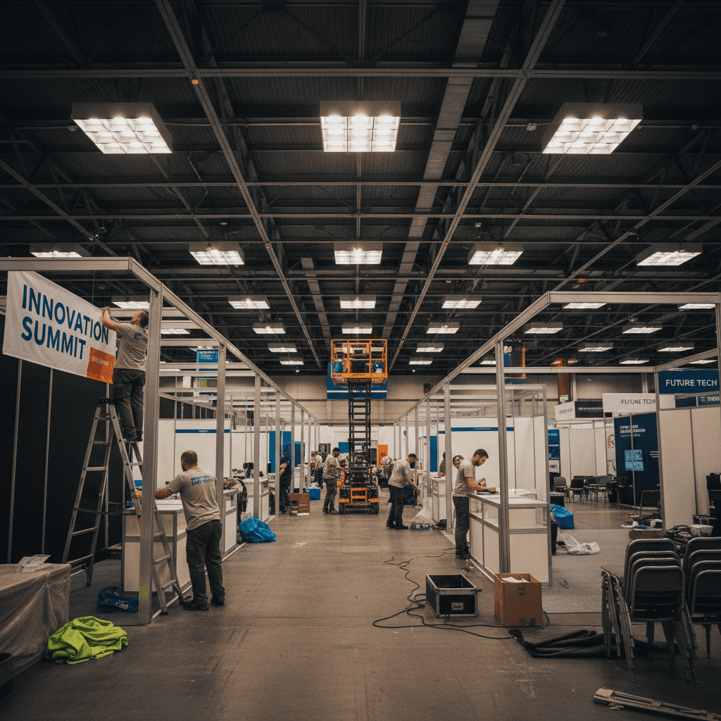 Event day setup and venue configuration in progress